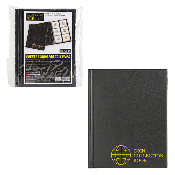 Coin Flip Albums, 60 Pockets, 50x50mm/2x2inch, Black, CS36BK