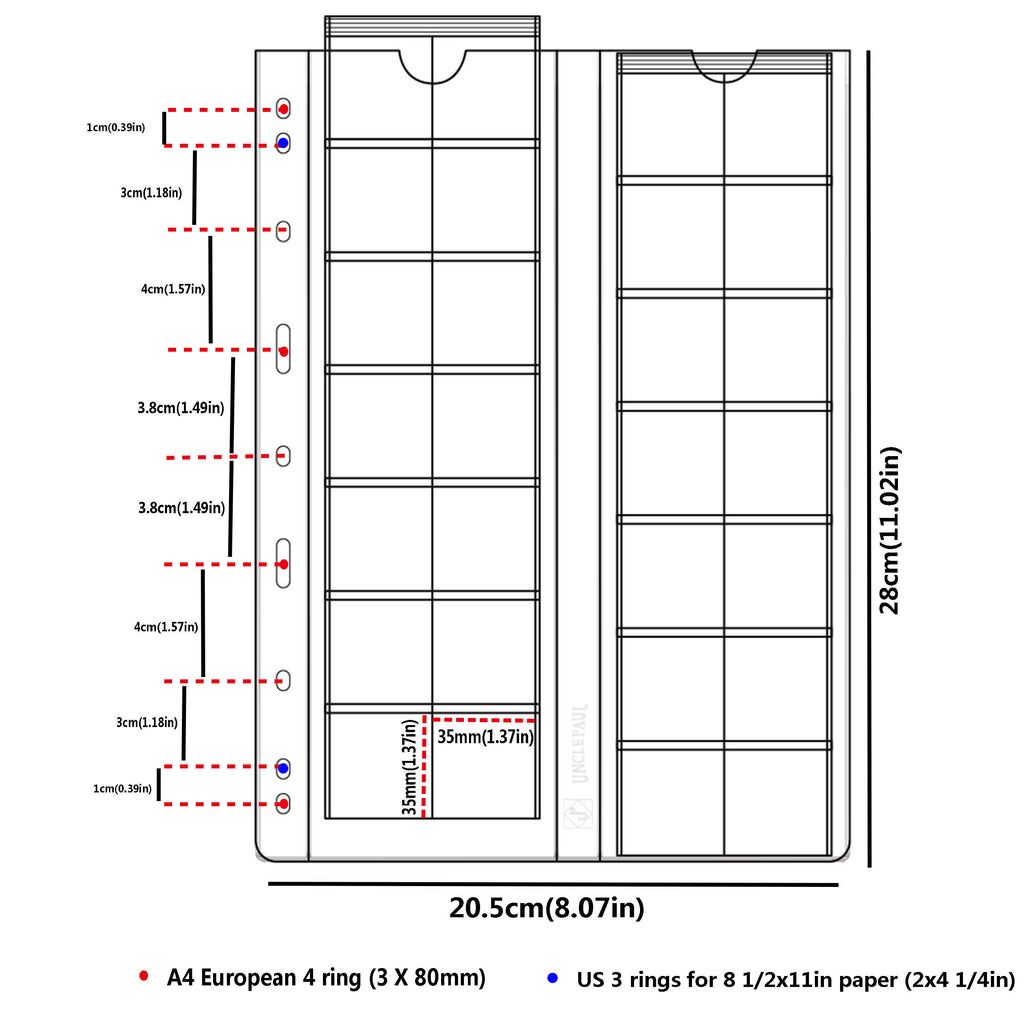 Pagine tascabili a doppio strato per la raccolta di monete - 112 tasche - PVC isolato - CS402804
