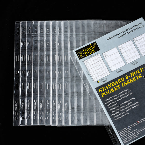 Coin Pages, 420 Pockets, 29x29mm/1.1x1.1inch, 10 Sheets CS03142