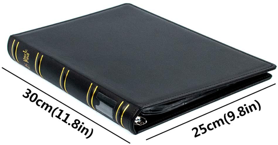 Kit raccoglitori e pagine tascabili per la raccolta di monete - Nero elegante - Tasche in 4 dimensioni - BC01BK
