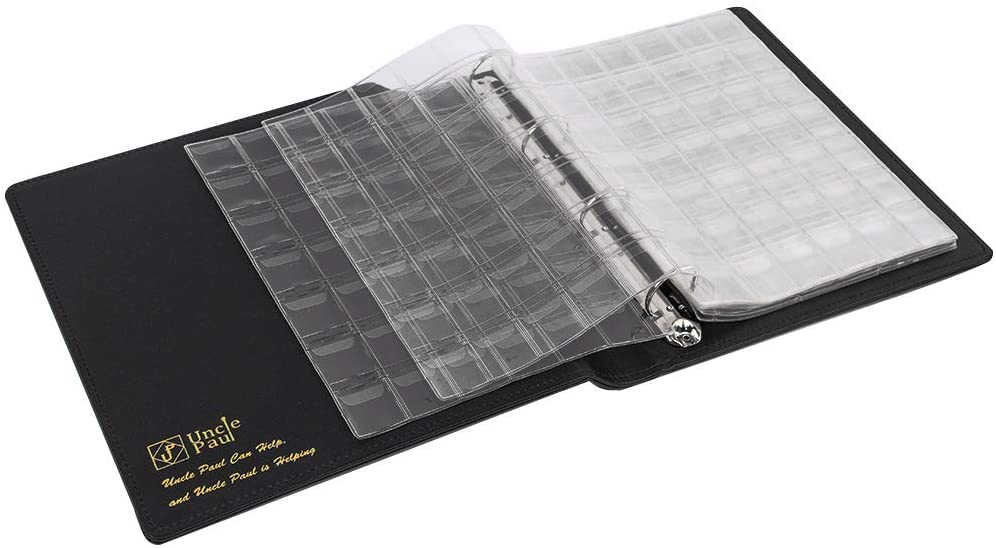 Kit raccoglitori e pagine tascabili per la raccolta di monete - Nero elegante - Tasche in 4 dimensioni - BC01BK