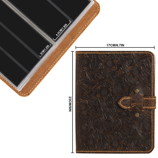 Arabesque Leather Stamp Binder Book - Hand Sewn Cover with Locking