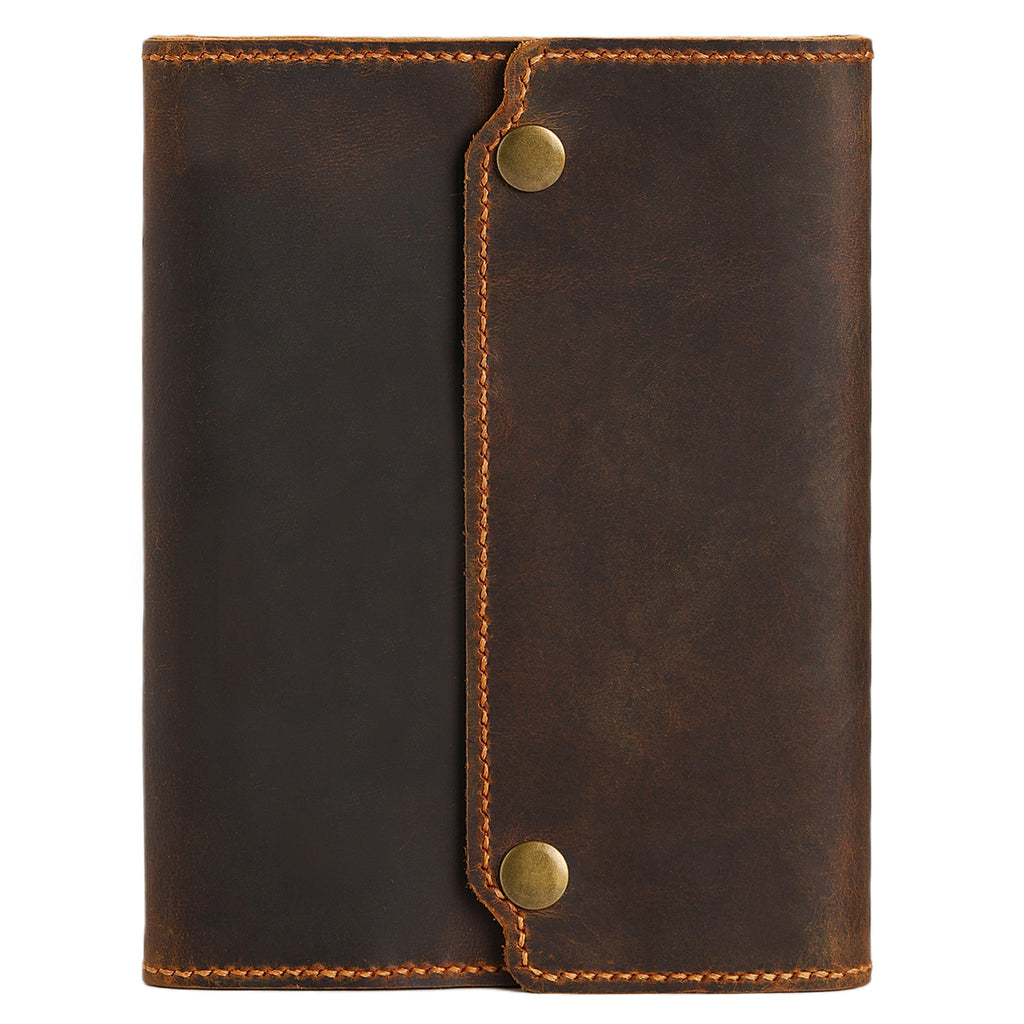 Leather Stamp Album - Hand Sewn Cover with Lock Button - 120 Pockets 30x120mm - AP0201
