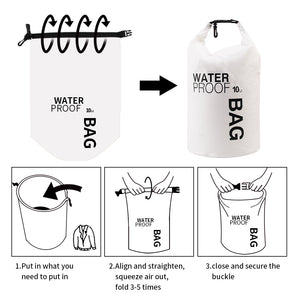 Boat Dry Bags - Belongings Protection Waterproof Bag for Outdoor Drifting Boating Kayaking Fishing Rafting Swimming Camping Canoeing Surfing Pure White 5 Literes(1.1 UK gal)