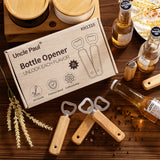 Engraved Wooden Bottle Openers, 16 Pieces Portable Beer Bottle Openers for Drinks Cider Bar Home Gadgets