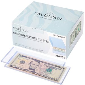 Banknote Topload Holder - 100 Pack - 173 X 75 MM [ 6.8 X 2.9 INCH ] - PN03L100