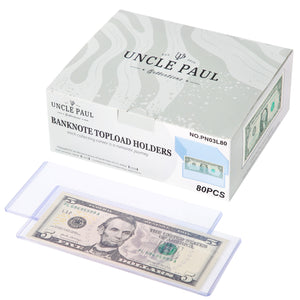 Banknote Topload Holder - 80 Pack - 173 X 75 MM [ 6.8 X 2.9 INCH ] - PN03L80