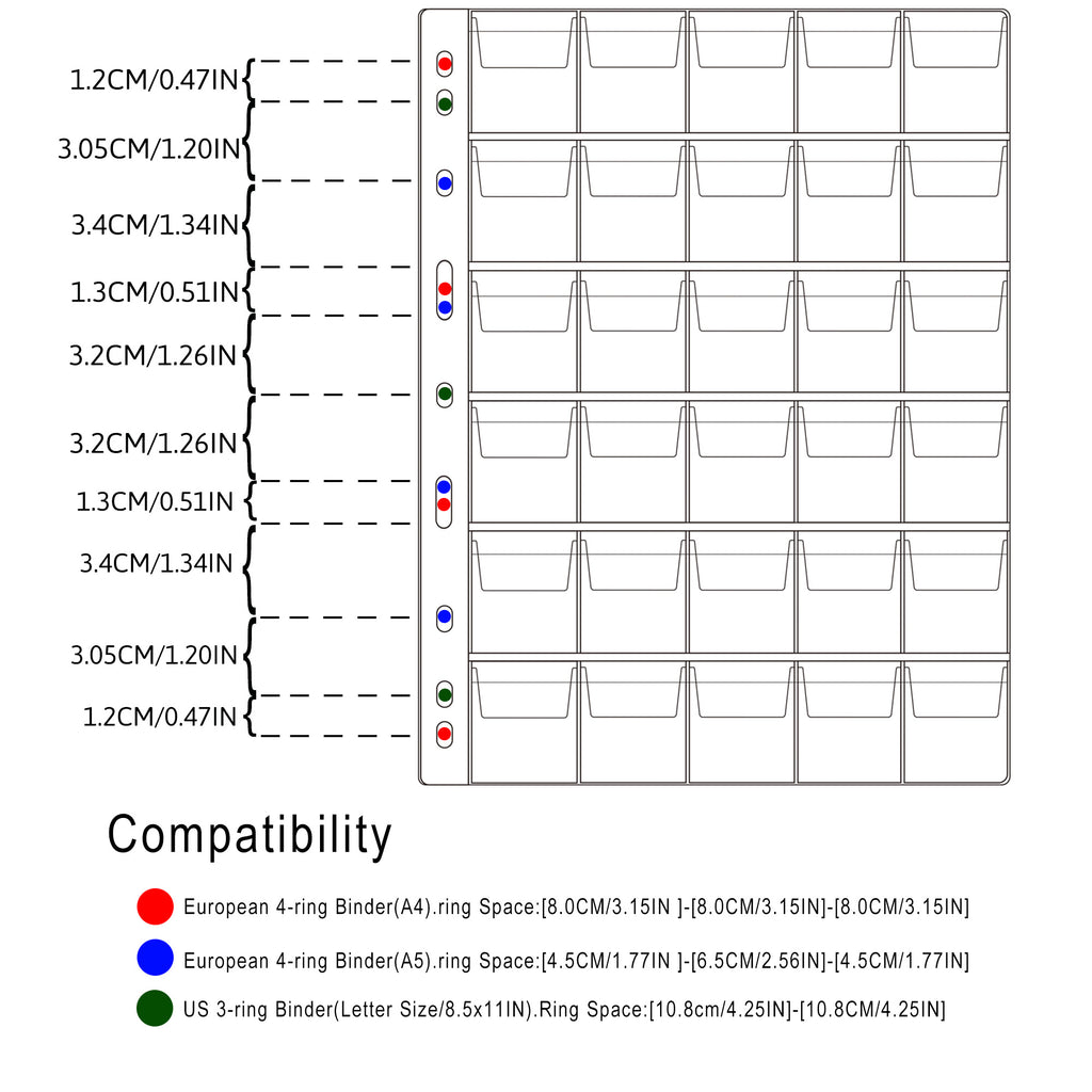 460 Pockets Coin Collection Pages for Three Ring Binder (8x11 in