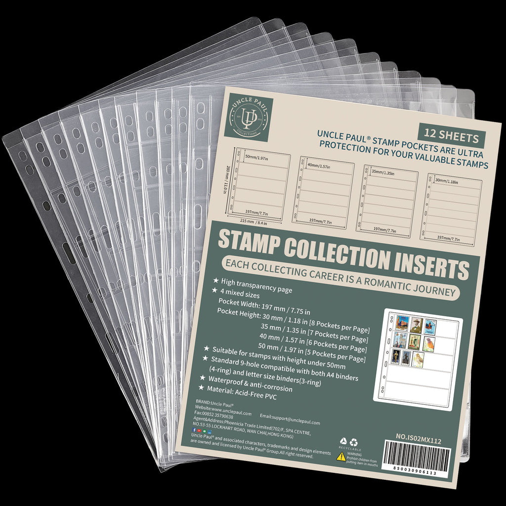 Stamp Pages, Mixed Sizes, 12 Sheets, IS02MX112 – UnclePaul