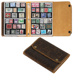 Arabesque Leather Stamp Album - Hand Sewn Cover with Lock Button