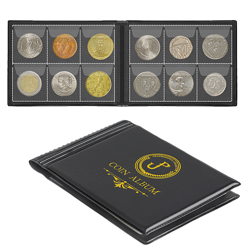 120 Pockets Coins Album Collection Book Commemorative Coin Holders (Black)  