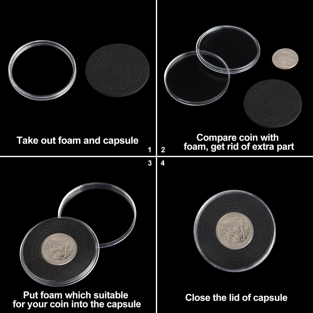 Coin Machine Capsules Coin Capsules with 6 Sizes Black Gasket (17/22/27/32/37MM) DC0337 ...