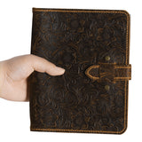 Arabesque Leather Stamp Binder Book - Hand Sewn Cover with Locking Band - 100 Pockets in 2 Sizes - AP0655
